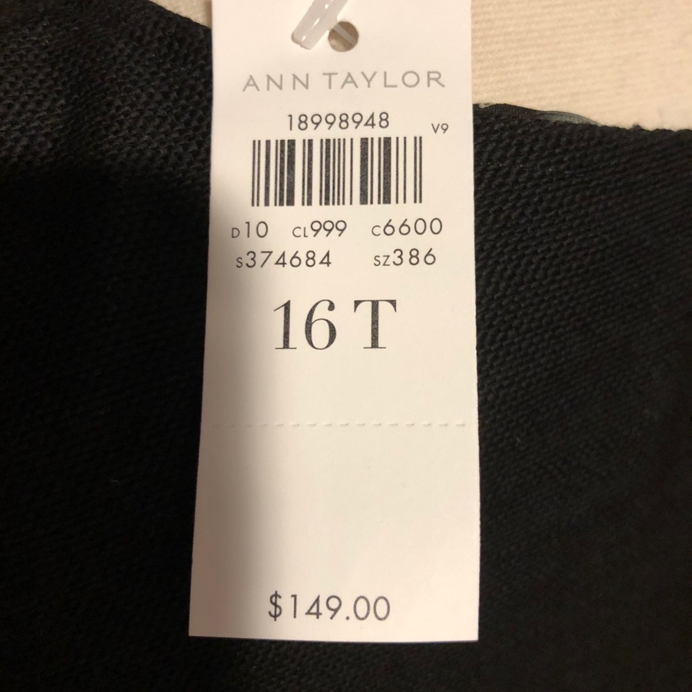 NWT Ann Taylor Women’s Cotton Black Dress Sz 16T - Picture 4 of 4